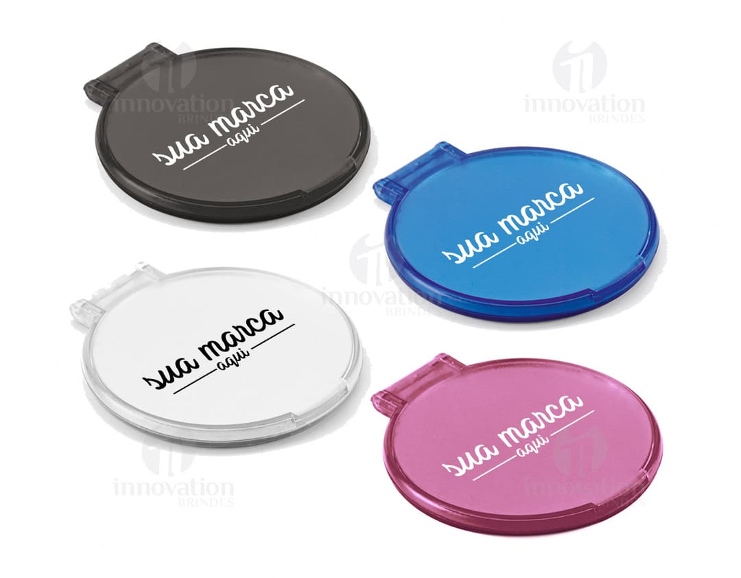 Espelho de Bolsa Plástico - 10: Prático e compacto, ideal para retoques de maquiagem em qualquer lugar. Um item essencial para manter sua beleza sempre em dia. Garanta o seu agora!