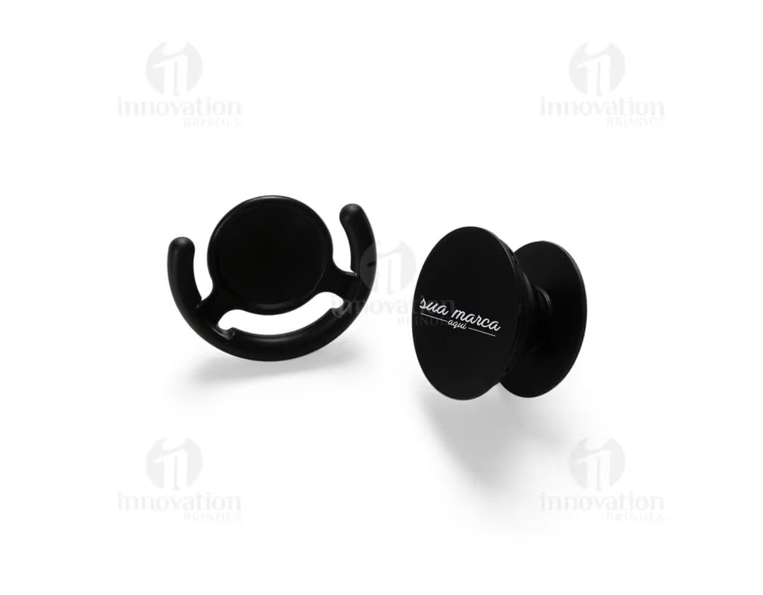 Suporte para celular PopSocket na cor 07, com design prateado e padrão geométrico.