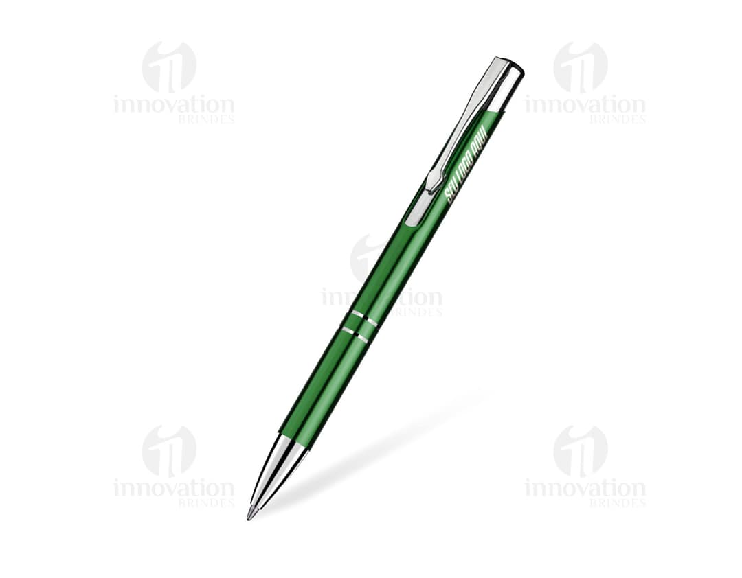 Caneta metálica de cor prateada, escrita fina, design elegante, ideal para uso no escritório, escola ou em casa. Perfeita para assinar documentos, fazer anotações e desenhos.