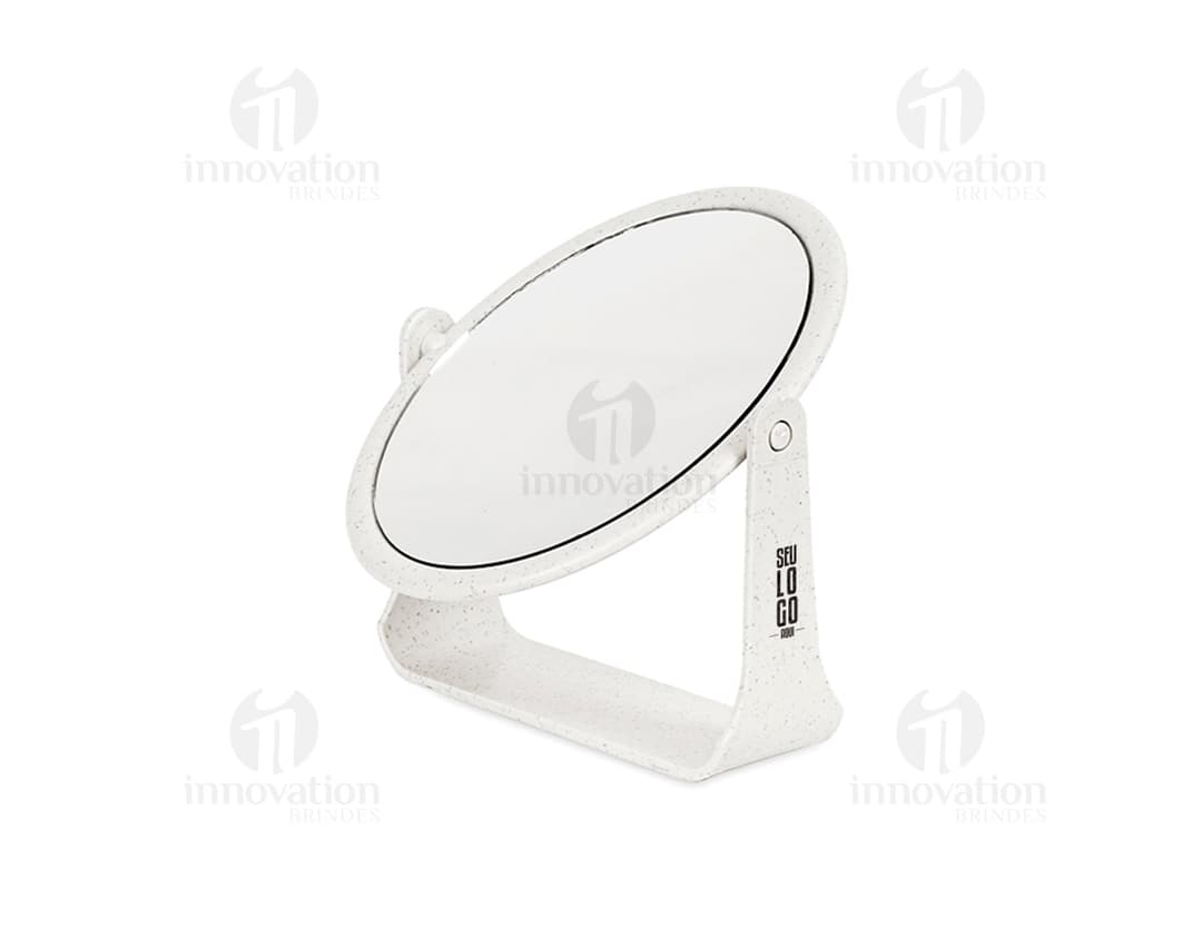 ESPELHO OVAL DE PLÁSTICO DUPLA FACE