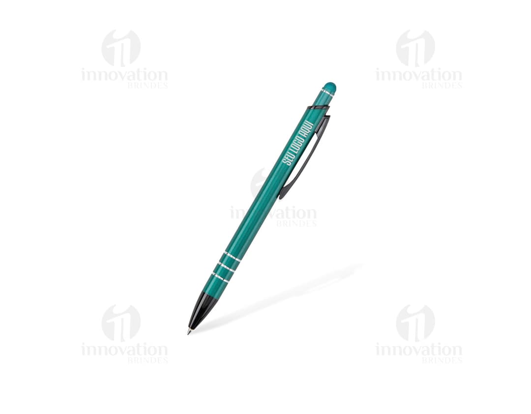 Caneta metal touch utilizada para escrever e desenhar. Feita de metal prateado com ponta afiada e tinta na cor preta. Ideal para uso educacional, empresarial e de escritório.