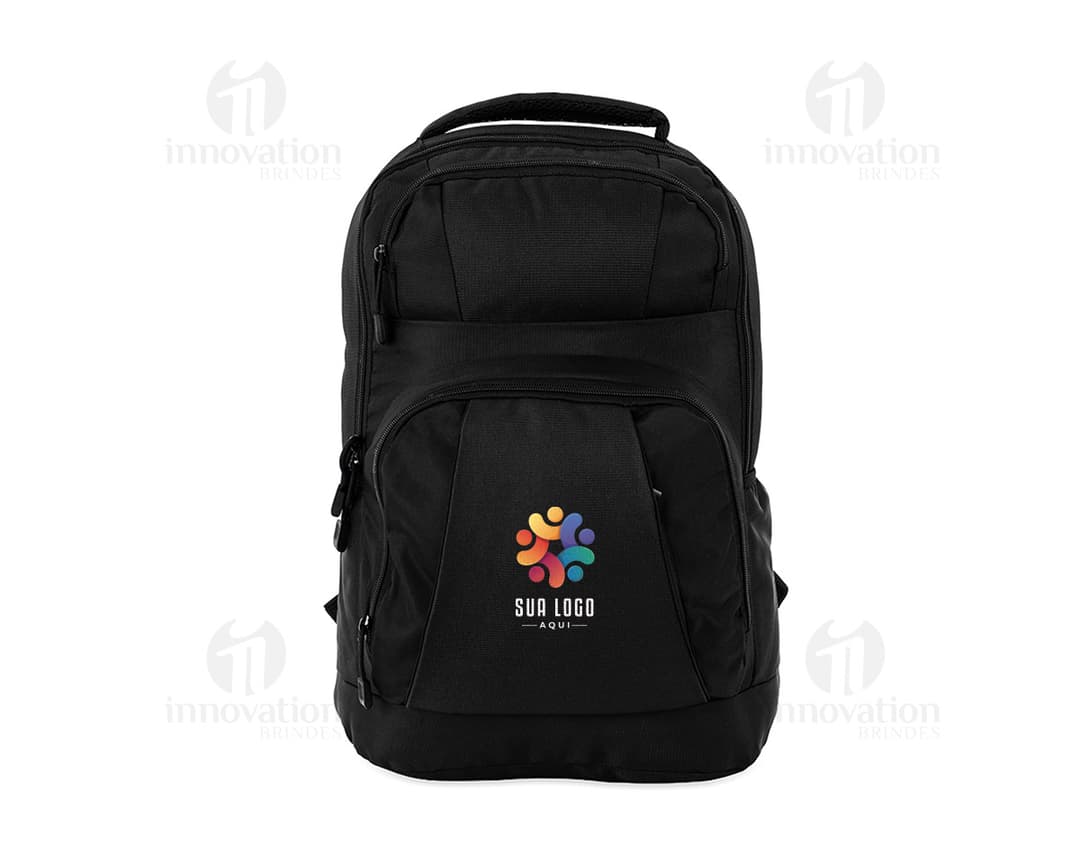 Mochila Oxford 23L preta de couro para viagem, equipada com alça de mão e zíper. Ideal para transportar bagagem de forma casual. Perfeito para homens em viagens de negócios ou aventuras ao ar livre.