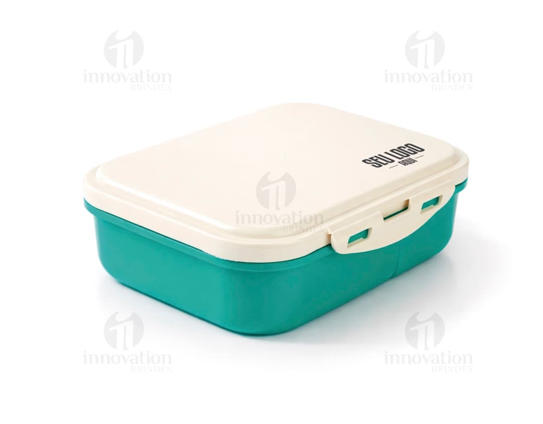 Marmita plástica de 900ml em design moderno e digital, perfeita para armazenar alimentos.