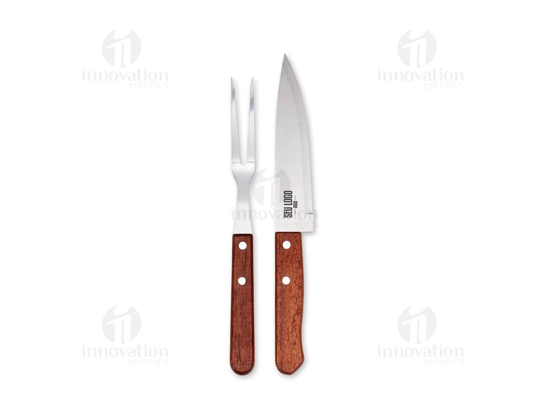 Faca e garfo de aço inoxidável para churrasco, utensílios de cozinha brilhantes e afiados, conjunto de duas peças para refeições ao ar livre e preparação de alimentos.