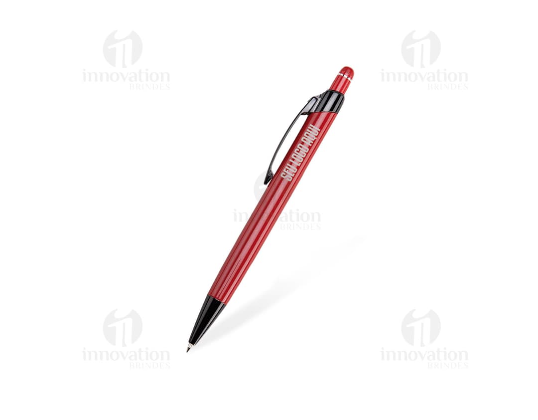 Caneta metal touch multicolorida, ideal para escrita e desenho em papel.