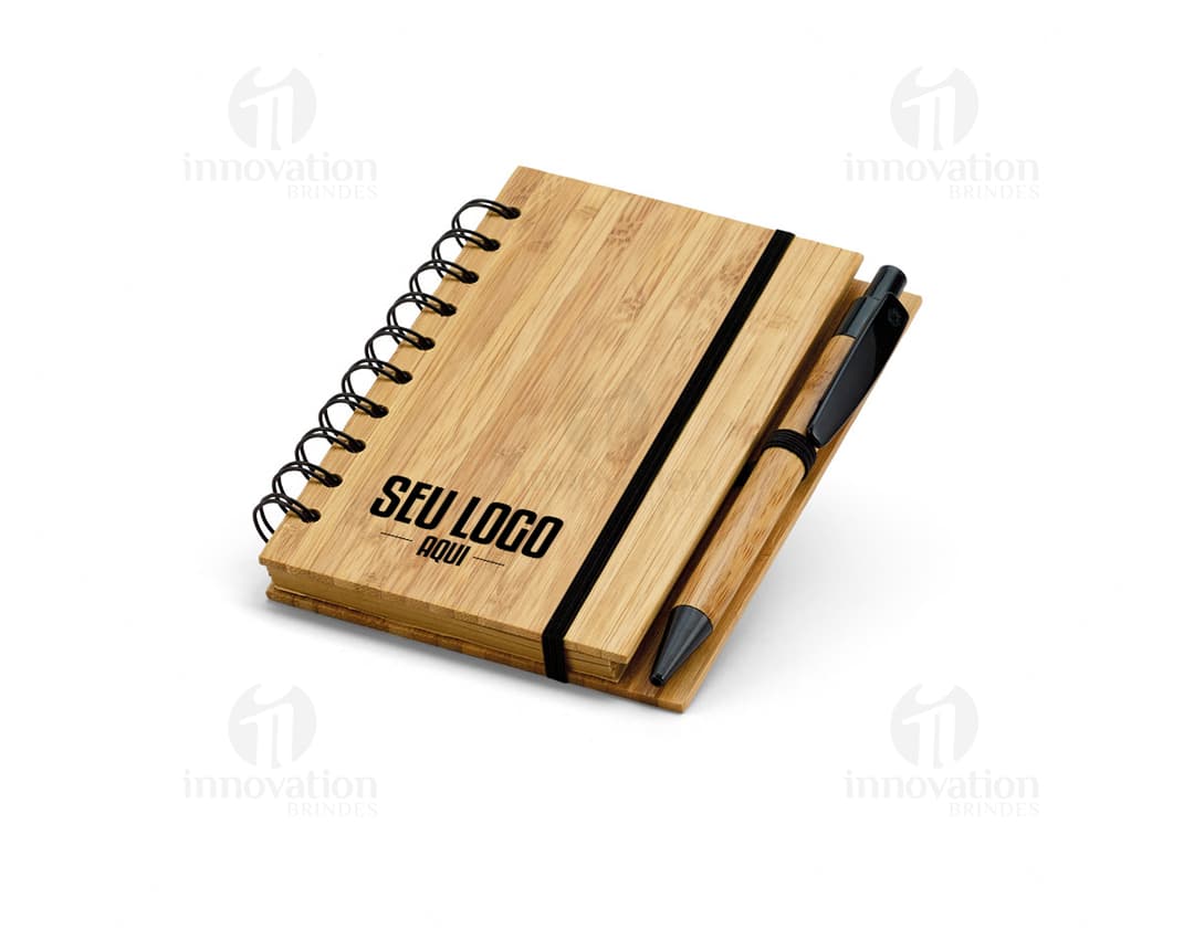 Bloco de Anotações em Bambu - Ideal para estudos, trabalho e organização. Feito com material sustentável, perfeito para guardar suas anotações. Acompanha 100 folhas em papel reciclado. Adquira já o seu!