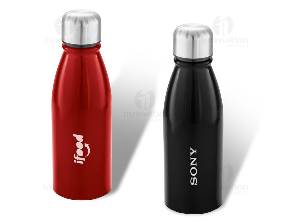 Frasco squeeze de metal para brindes personalizados - Garrafa de alumínio ideal para líquidos, higiene ou bebidas alcoólicas. Design clean e sofisticado para festas, bares ou restaurantes. Perfeito para presente ou brindes corporativos. Aproveite!