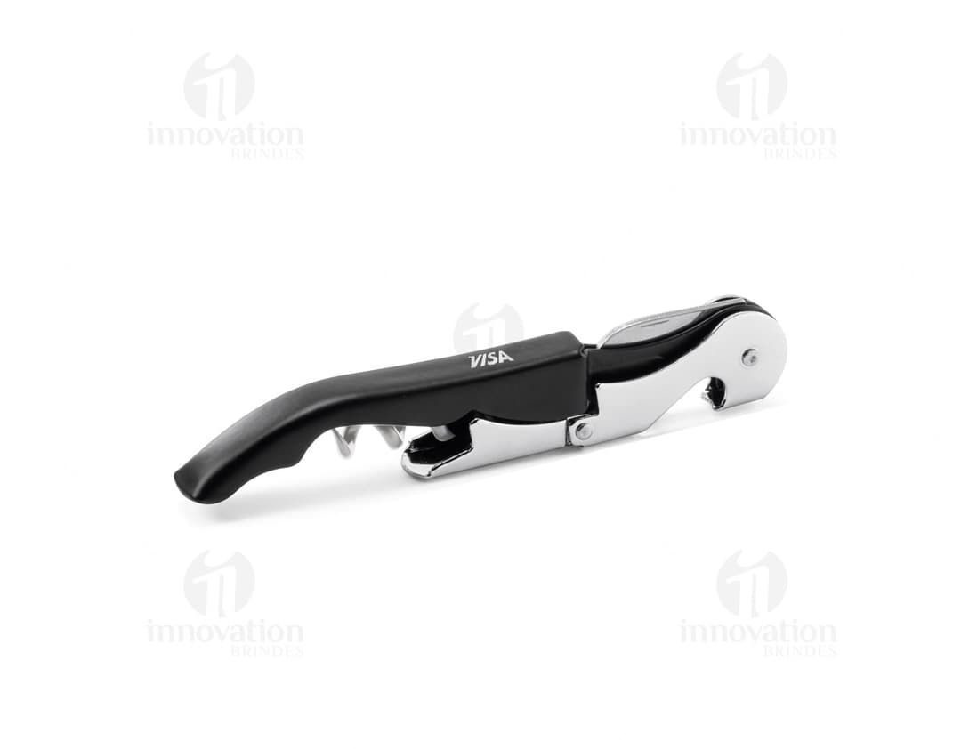 Saca-rolhas robusto e prático em metal cromado. Perfeito para abrir garrafas com facilidade. Ideal para uso doméstico ou profissional. Adquira já o seu!