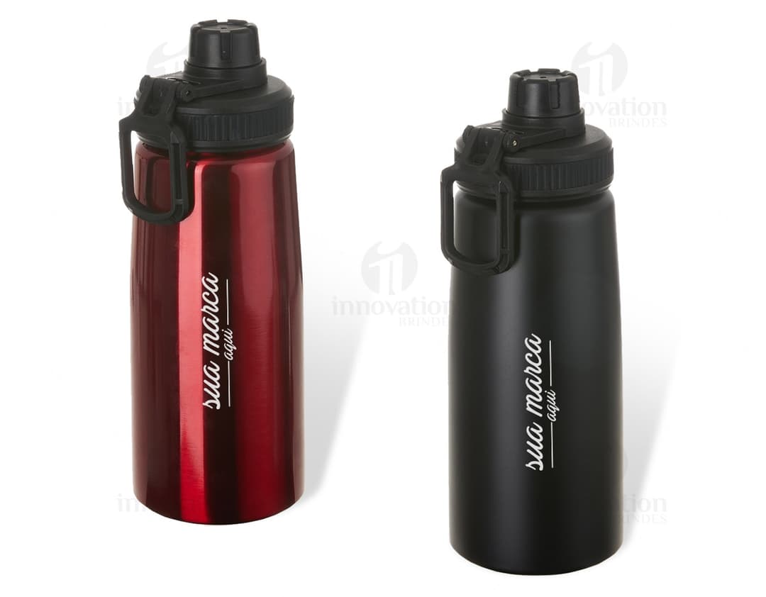 Squeeze de Metal 750ml - Garanta sua hidratação com estilo e durabilidade. Design moderno em metal, capacidade de 750ml e tampa para facilitar o uso. Perfeito para qualquer atividade. Adquira o seu agora! #Brindes #SqueezeMetal #Hidratação #Qualidade #Durabilidade