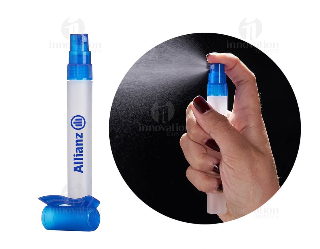 Spray higienizador 10ml para cuidados de saúde. Ideal para levar na bolsa, no carro ou no escritório. Prático e eficaz, garantindo a higienização das mãos em qualquer lugar. Proteja-se e mantenha-se saudável com nosso spray higienizador. A solução perfeita para garantir a sua segurança. Adquira já o seu!