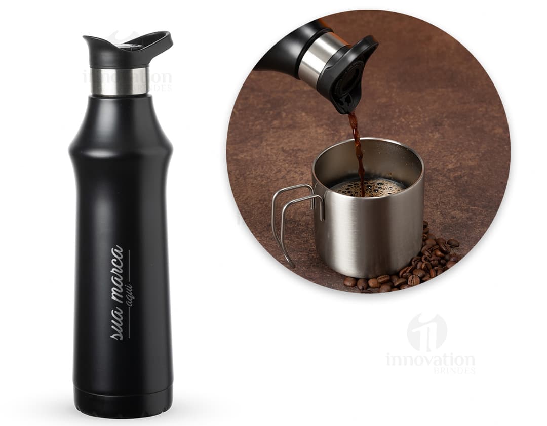 Garrafa Térmica 500ml - Mantenha suas bebidas sempre quentes ou geladas com nossa garrafa térmica de 500ml. Feita em aço inoxidável, com design elegante e durável. Perfeita para levar para o trabalho, academia ou viagens. Adquira já a sua e garanta praticidade e estilo em seu dia a dia!