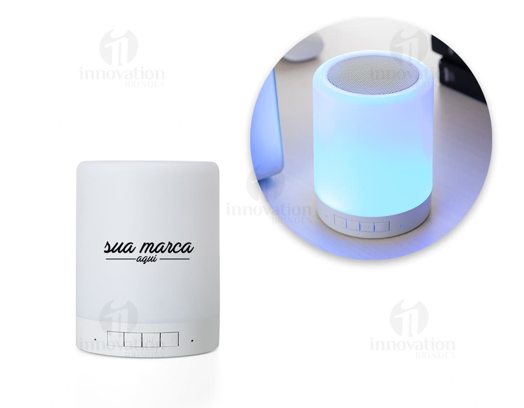 Caixa de som com luminária: design moderno e funcional para iluminar e animar o ambiente. Perfeita para ouvir música com excelente qualidade de som.