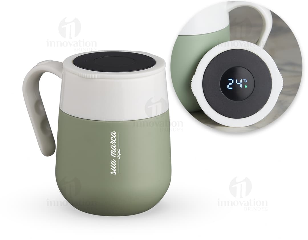 Caneca térmica de 500ml com display LED para manter sua bebida quente por mais tempo. Perfeita para café, chá e outras bebidas. Ideal para começar o dia com estilo e praticidade. Aproveite!