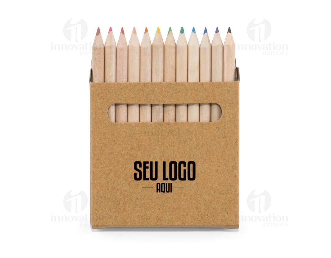 Caixa eco com 12 mini lápis de cor.