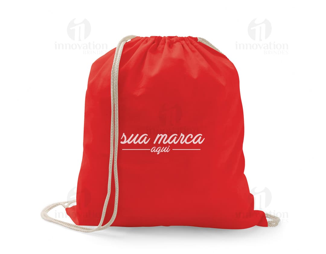 Mochila saco de algodão 370 x 410 mm - Prático e estiloso para presentear ou carregar seus pertences com muito charme. Feito em nylon resistente e com design moderno, ideal para todas as ocasiões. Garanta já o seu! #mochilasaco #brindepersonalizado #estilo #praticidade #moderno