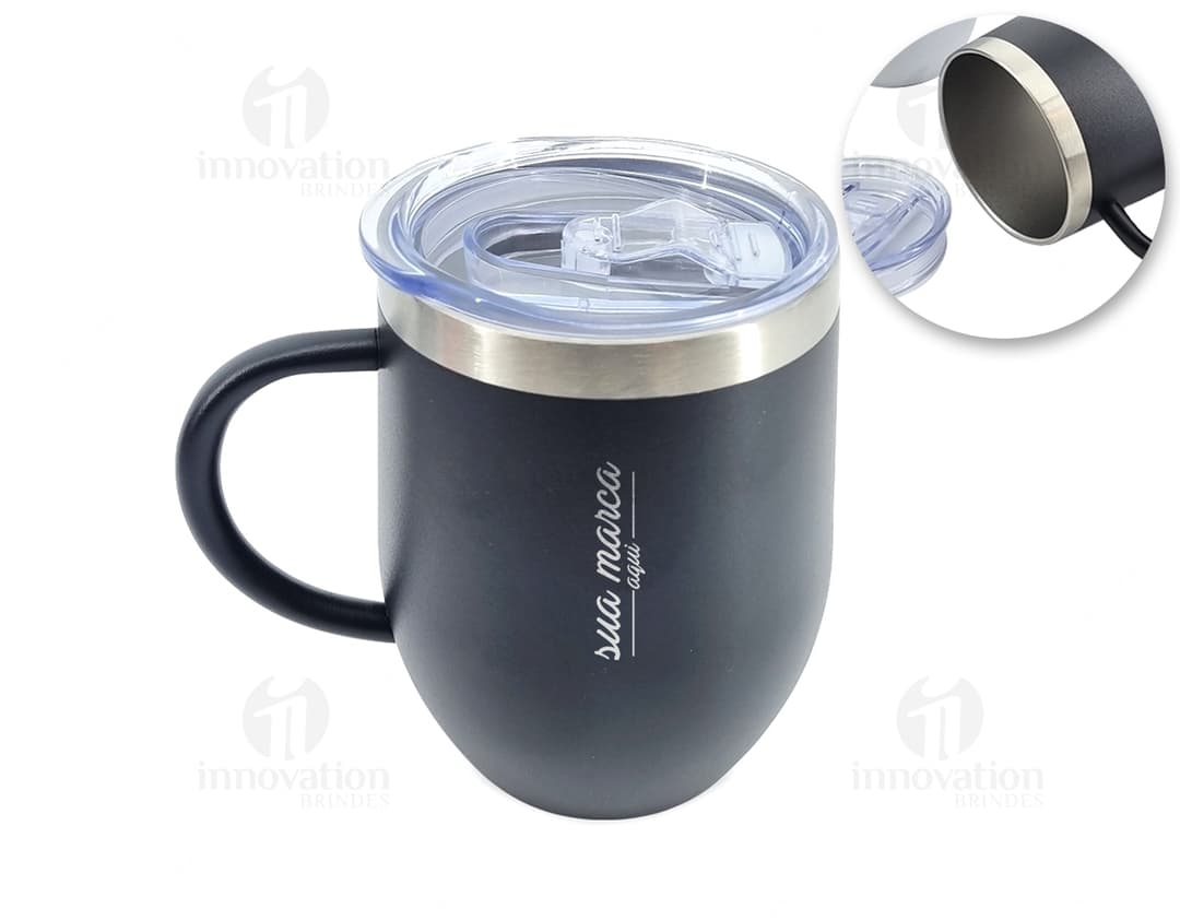 Caneca térmica inox 350ml para manter sua bebida quente por mais tempo. Ideal para desfrutar de um café fresquinho ou chá quente de forma prática e confortável. Adquira já a sua!