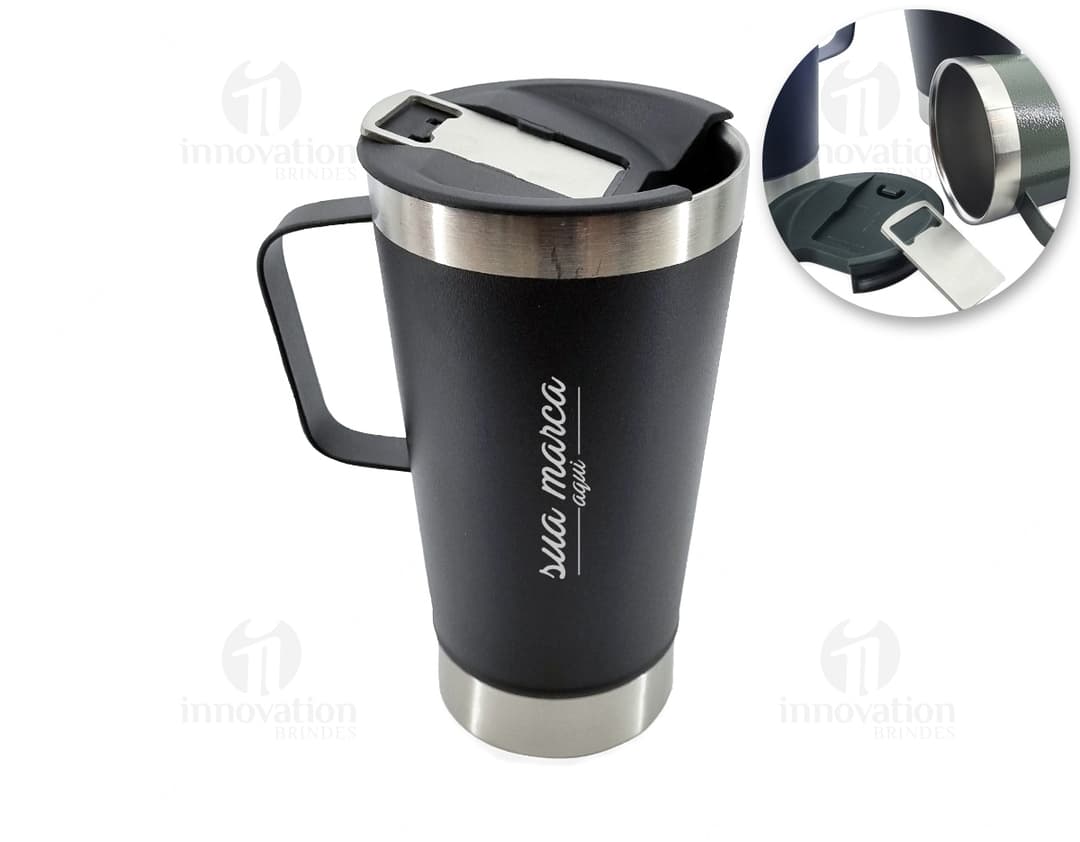 Caneca térmica inox 550ml - Mantenha suas bebidas quentes por mais tempo com nossa caneca térmica de aço inoxidável de alta qualidade. Perfeita para café, chá e outras bebidas. Adquira já a sua! Ideal para uso em casa, escritório ou viagens.