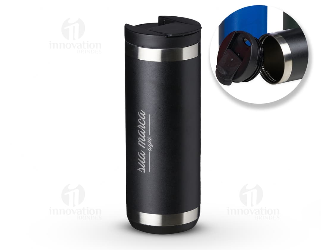 Copo térmico 550ml em metal prateado brilhante, perfeito para manter sua bebida quente ou gelada por horas. Design moderno e elegante, ideal para uso diário. Tenha sempre sua bebida favorita na temperatura ideal. Compre já o seu!