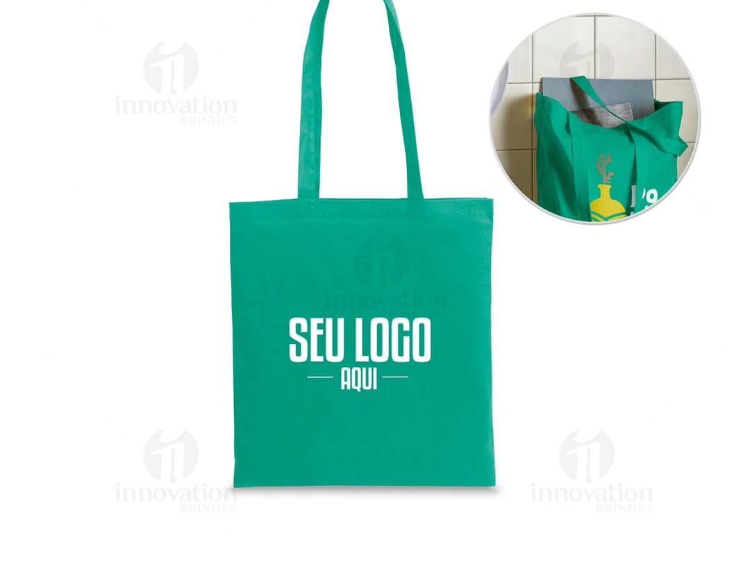 Sacola de algodão reciclado rPET 180 g em cor azul marinho.