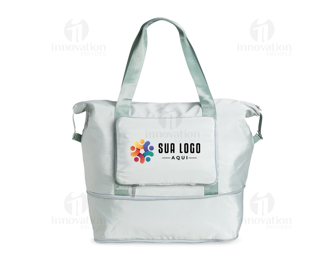 Bolsa Dobrável 35 litros em plástico moderno e elegante, com alça de mão e alças ajustáveis. Design prático e compacto, ideal para compras, viagens ou uso diário.