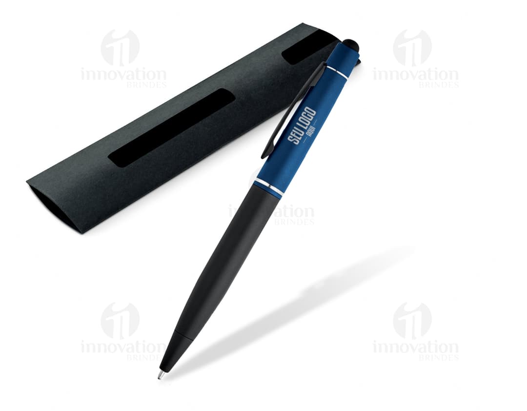Caneta em alumínio de design moderno para escrita em papel e assinatura de documentos. Perfeita para uso em casa, escritório ou escola. Com ponta de metal resistente e tinta de qualidade. Adquira já a sua caneta premium!