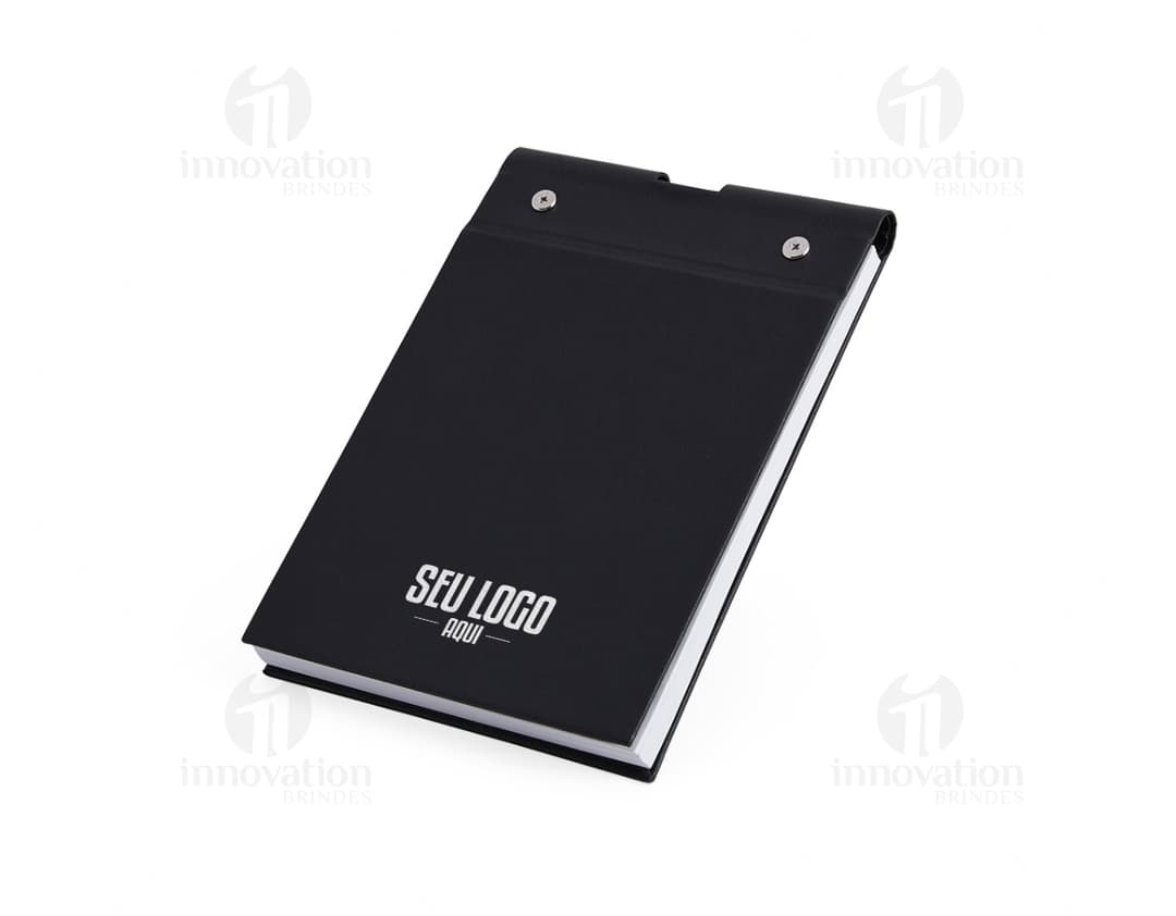 Bloco de anotações em couro sintético para uso em escritório, com design moderno e espaço para armazenar informações importantes. Ideal para guardar notas, documentos e ideias de forma organizada.