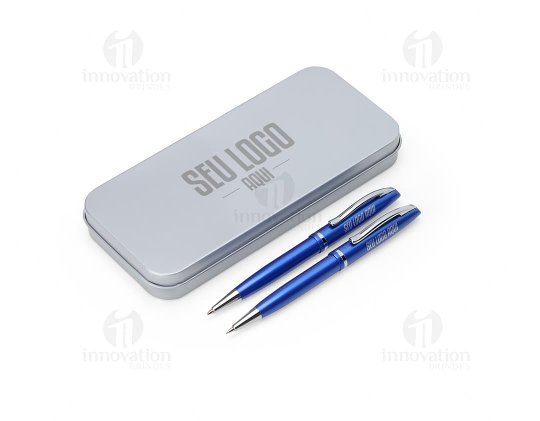 Conjunto de caneta e lapiseira de metal para escrita elegante e profissional. Ideal para uso no escritório, reuniões de negócios e estudos. Adquira já o seu!