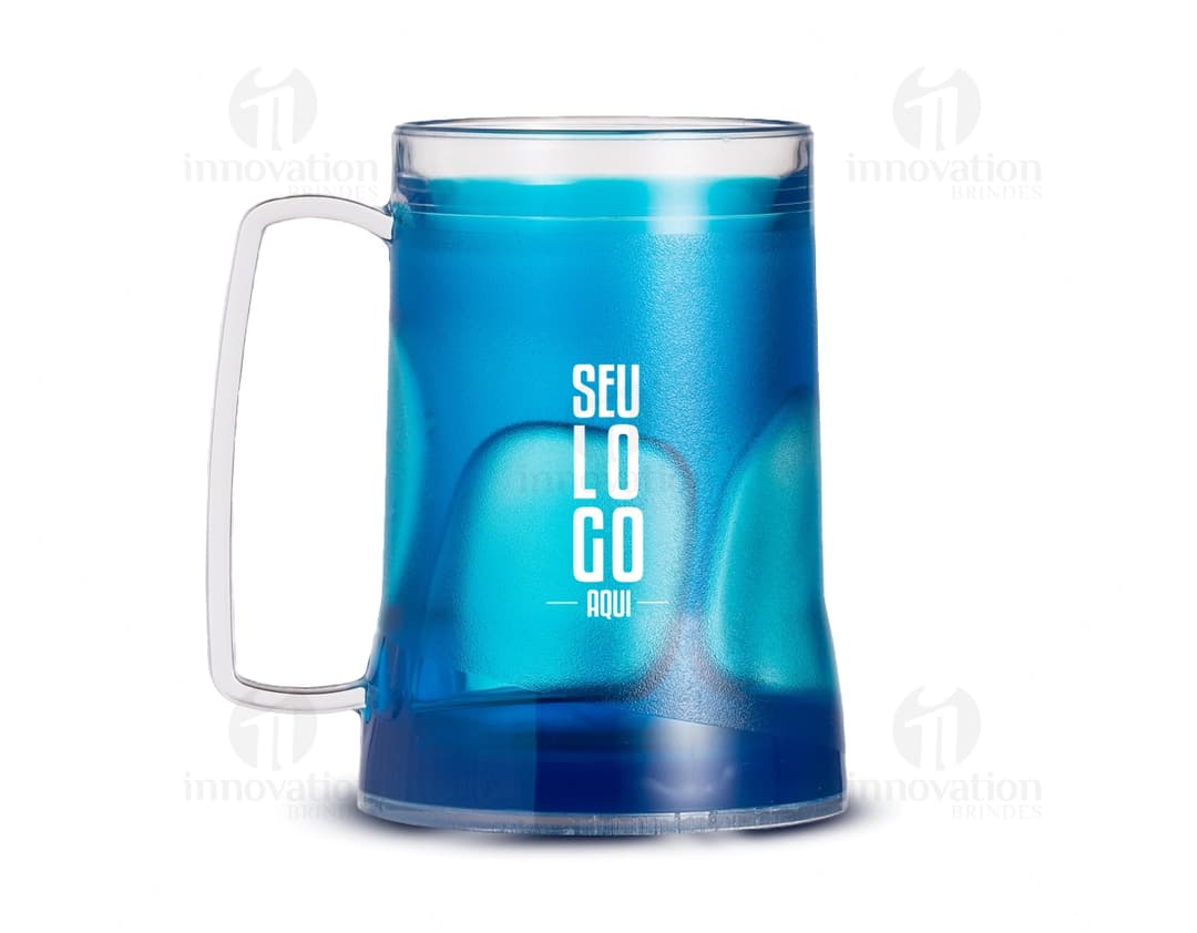 Caneca gel 400ml transparente, ideal para manter sua bebida gelada por mais tempo. Perfeita para café, chá, água e até cerveja. Adquira já a sua e refresque-se com estilo!