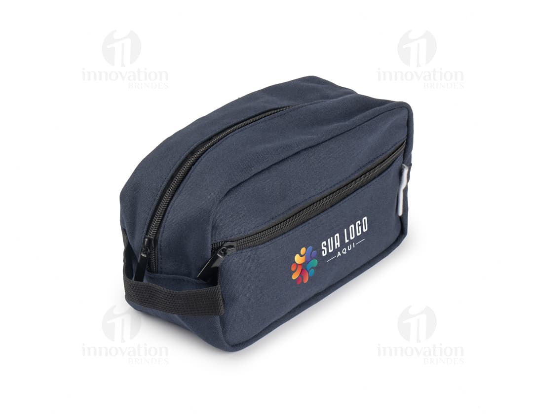 Necessaire de couro preto com zíper e alça de mão, ideal para viagens e armazenamento de objetos pessoais. Estilo moderno e elegante para homens de negócios de sucesso, com espaço para dinheiro, cartões, documentos e outros acessórios. Ideal para viagens de negócios ou lazer.