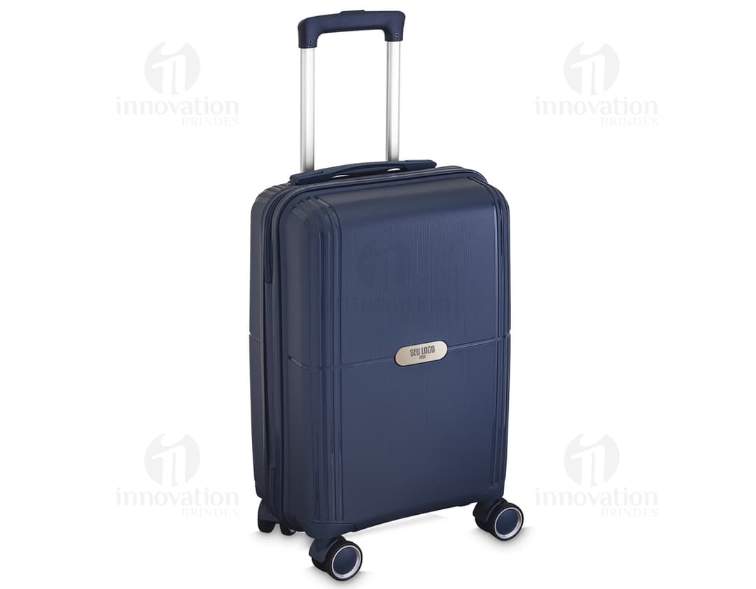 Mala de bordo preta com design moderno, ideal para viagens a negócios. Equipada com compartimento para laptop e espaço para documentos. Fabricada em material resistente.