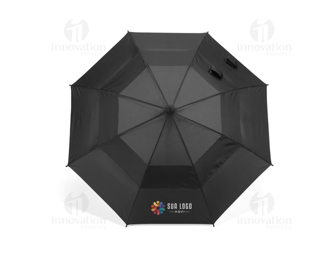 Guarda-chuva em poliéster 100%, com design aberto e colorido em forma de presente, decorado com laço e fita. Ideal para proteção contra a chuva e como um símbolo de celebração e presente.