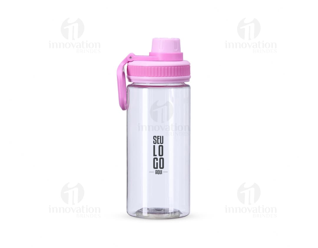 Squeeze Plástico 500ml na cor azul com tampa rosqueável e bico para beber.