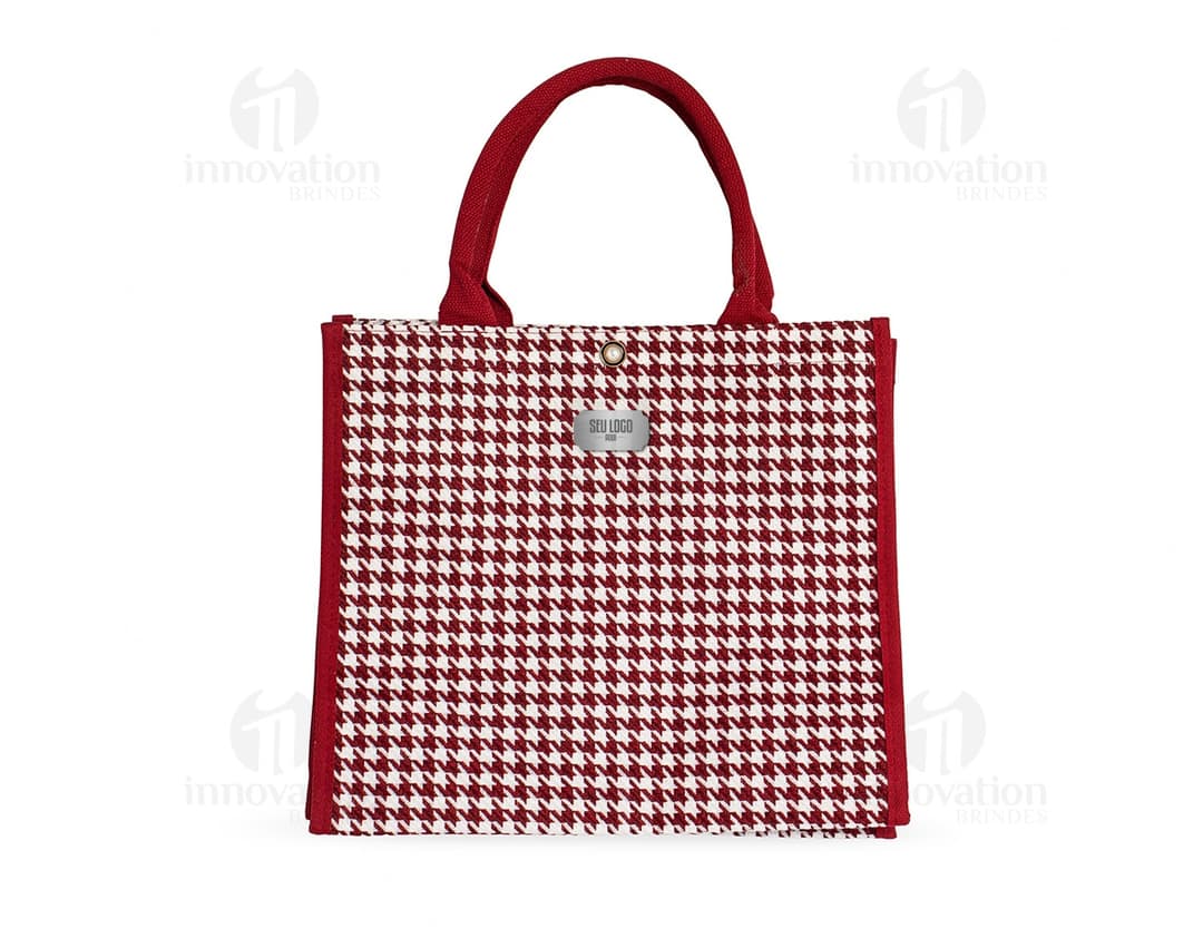 Sacola de Poliéster na cor verde, com alças longas e detalhes em preto.