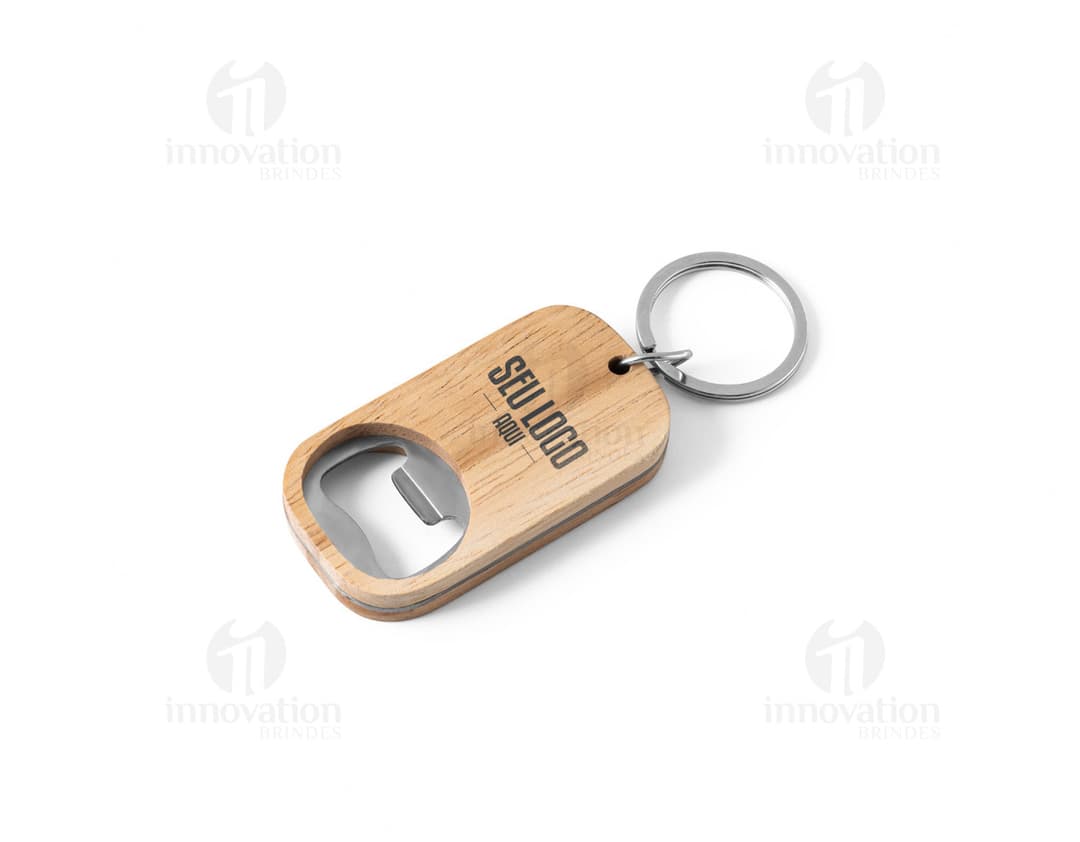 Abridor de garrafas em aço inox e bambu.