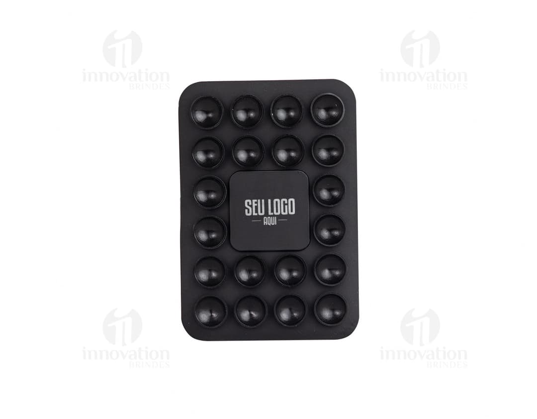 Ventosa para Celular em cor preta, utilizada para fixar o celular em superfícies lisas e facilitar a visualização de conteúdos na tela.