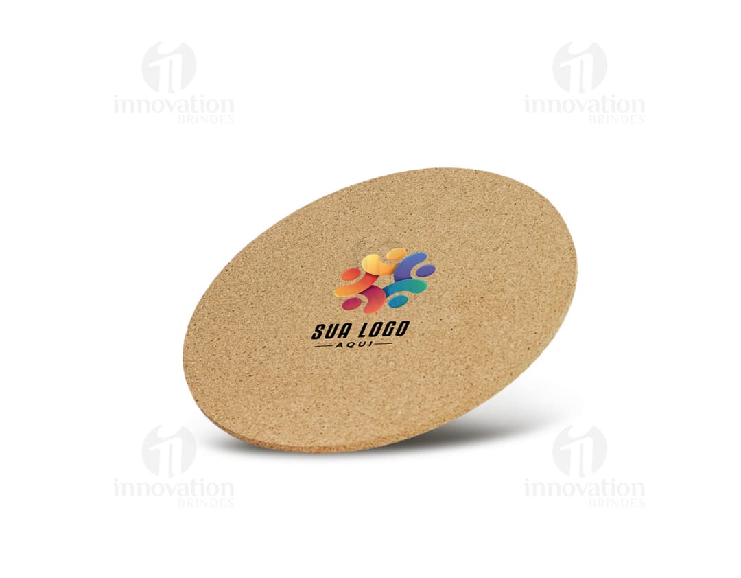Descanso de Panela Cortiça 15cm - Produto em cortiça de 15cm de diâmetro para proteger superfícies de queimaduras de panelas quentes.