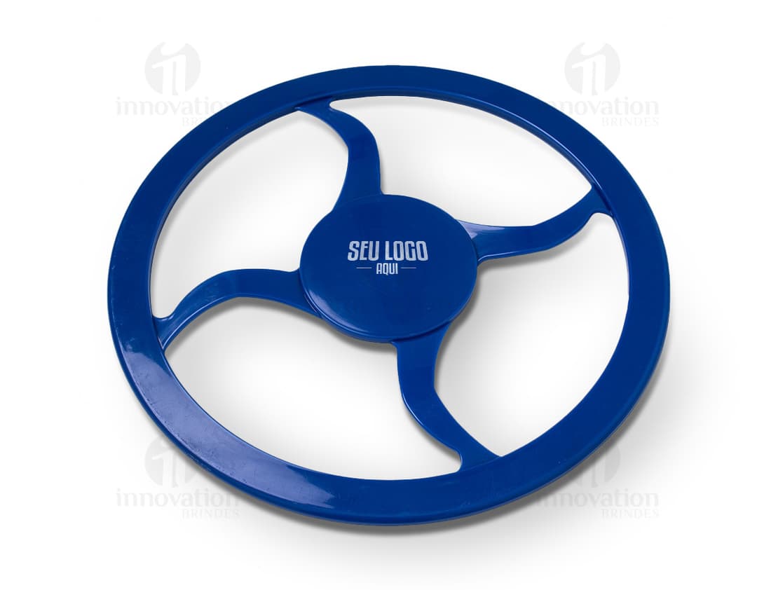 Frisbee para Pet de borracha azul e verde, com design circular e textura antiderrapante.