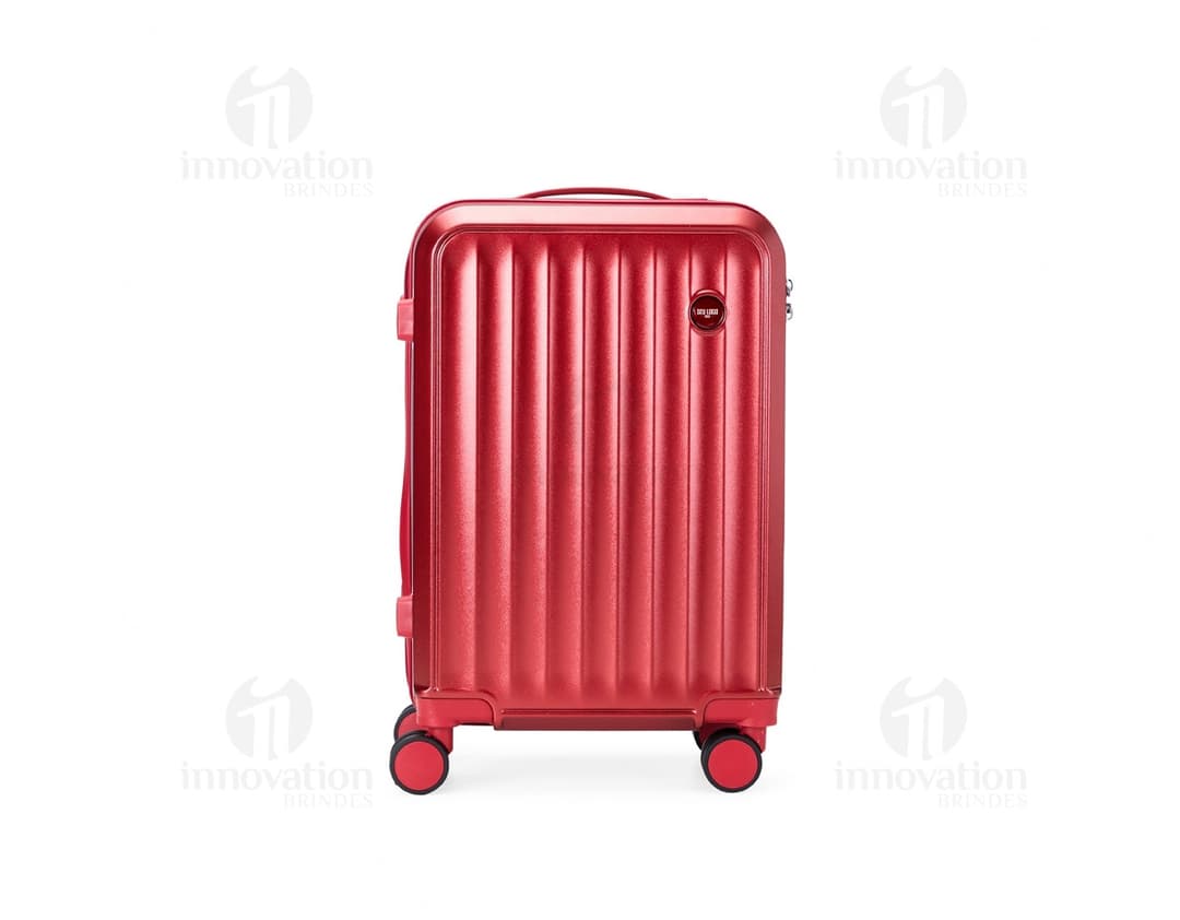 Mala de Viagem de 39 Litros em tom de azul escuro, com alça telescópica e rodinhas para fácil transporte.