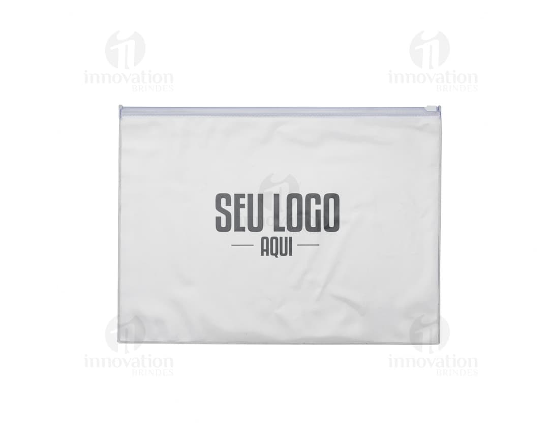 Embagem da Pasta Zip Zap em destaque, contendo diversos envelopes coloridos e uma aba transparente para fechamento.