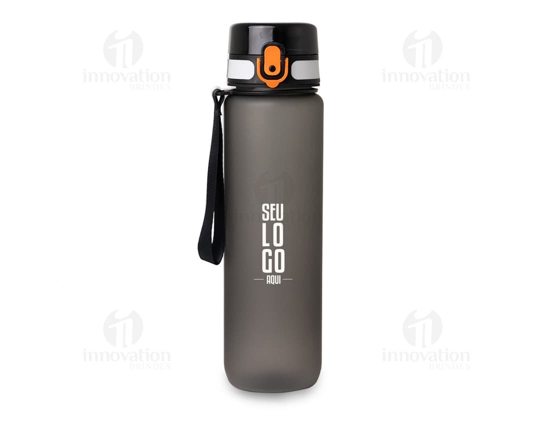 Squeeze Plástico 1Litro na cor azul, com tampa rosqueável e alça para transporte.