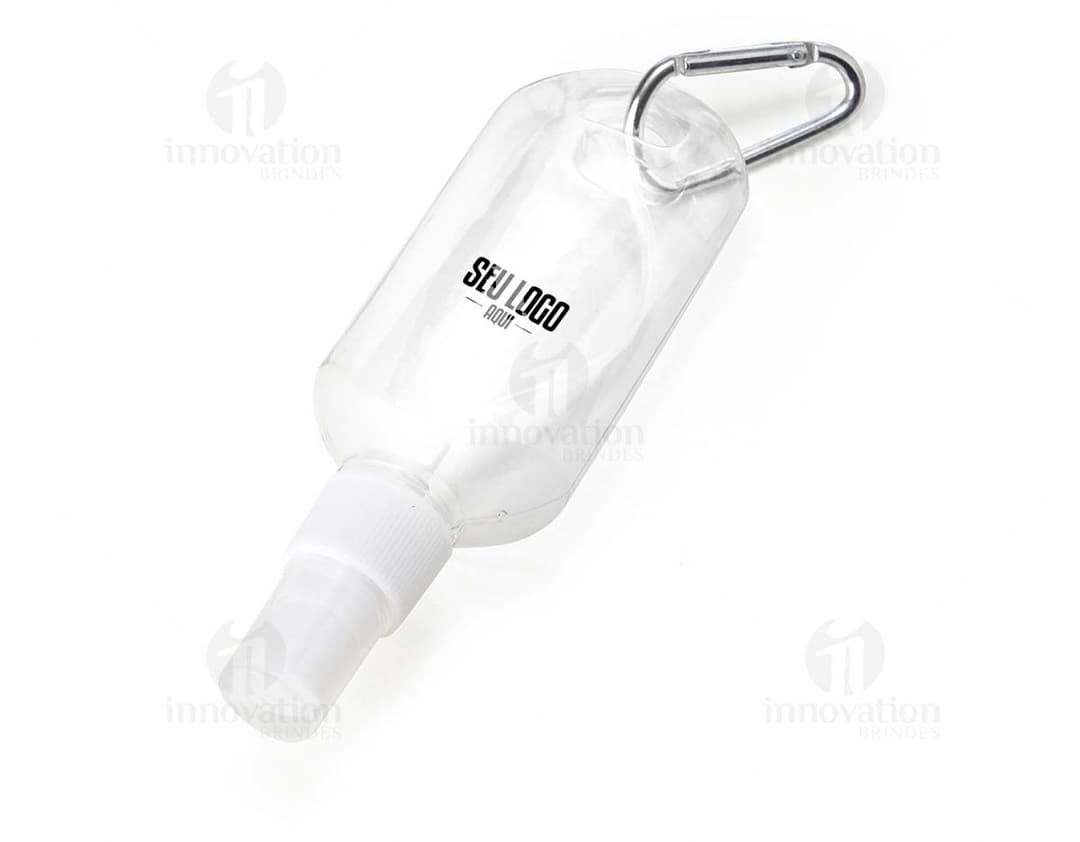 Frasco plástico de 100ml com mosquetão.