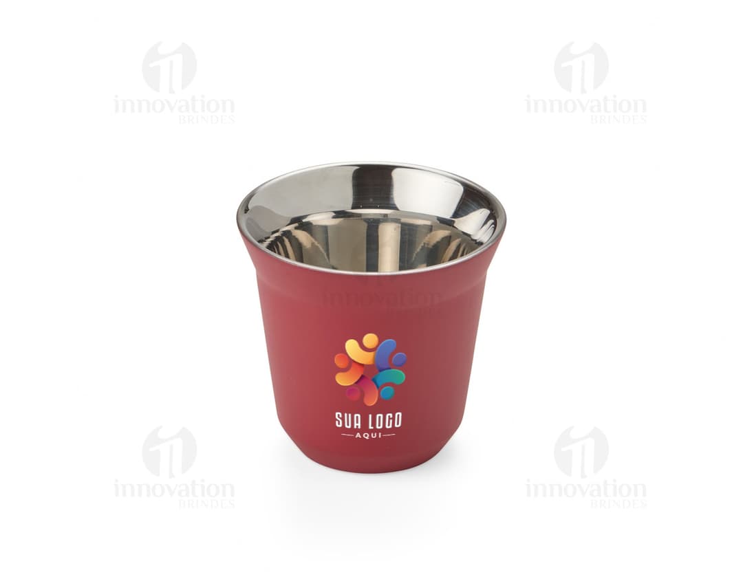 Copo Parede Dupla 80ml, feito de vidro transparente com design moderno e elegante.