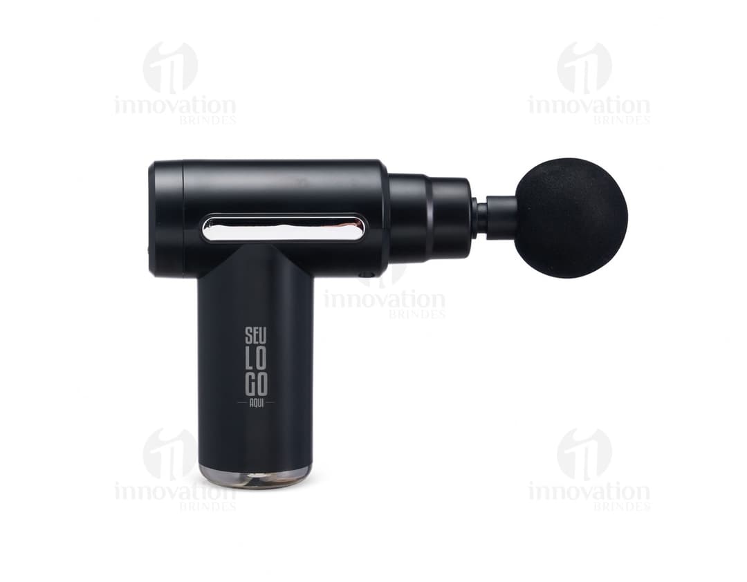 Massageador Portátil na cor branca, com design elegante e botões de controle na parte superior.