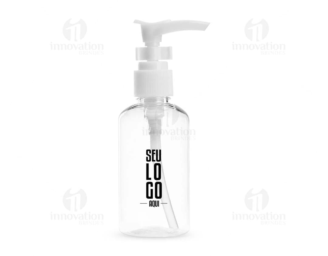 Frasco plástico de 75ml transparente com tampa rosqueável.