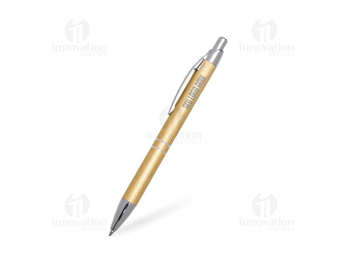 Caneta Metal em destaque sobre fundo branco.