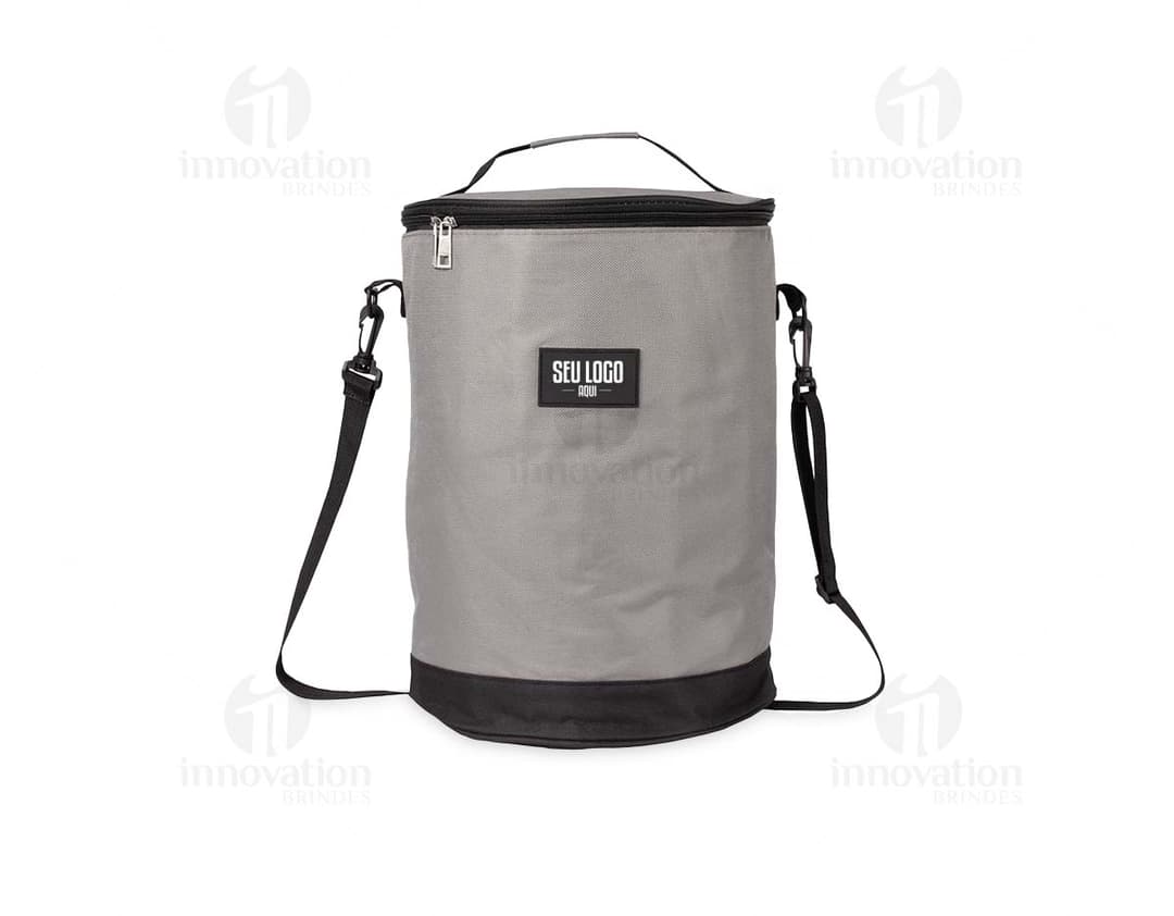 Bolsa Térmica 18 Litros com alça de transporte e zíper na cor azul, ideal para manter alimentos e bebidas refrigerados por mais tempo.