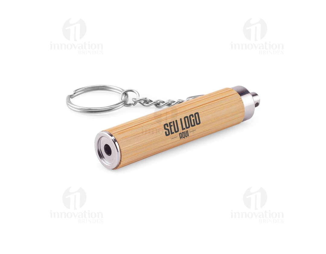 RACHEL Chaveiro em bambu e ABS com lanterna LED