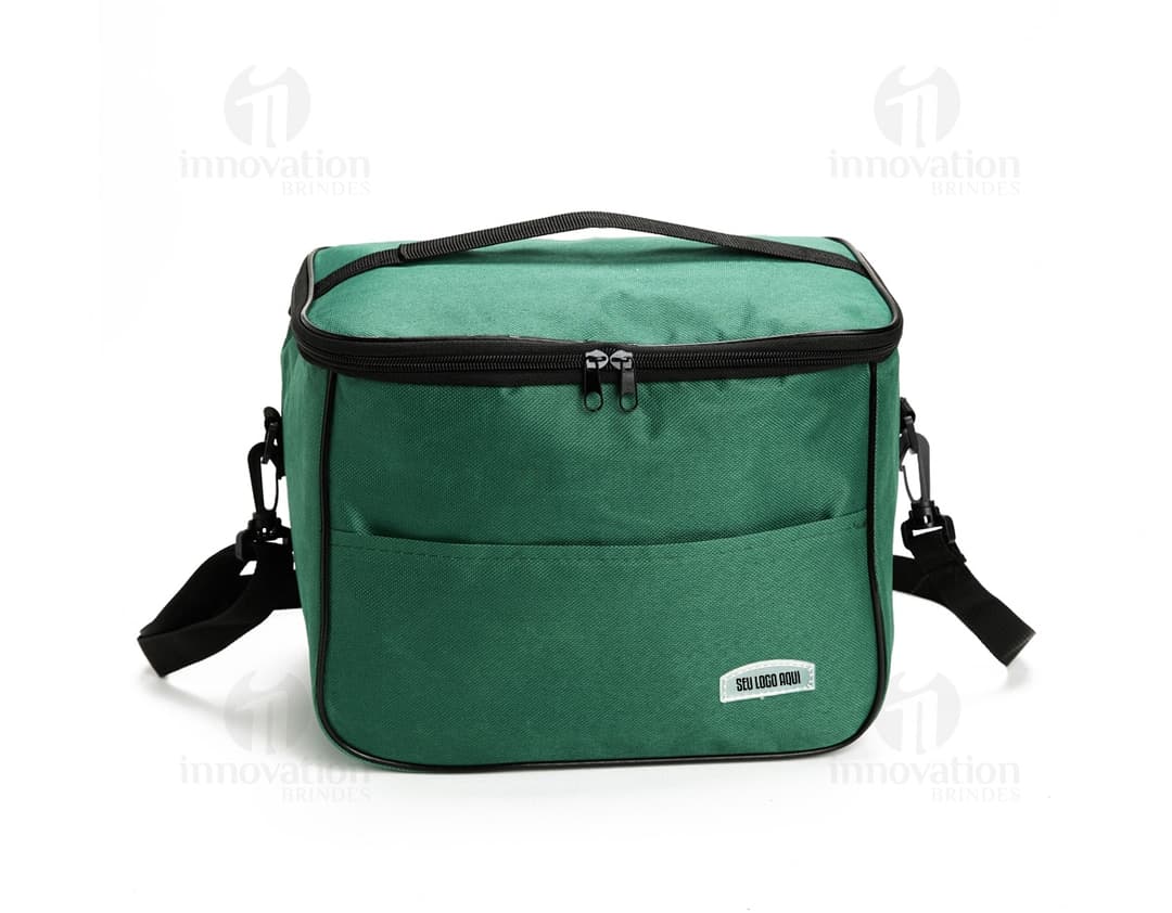 Bolsa térmica de 13 litros em cor azul, feita de material resistente.