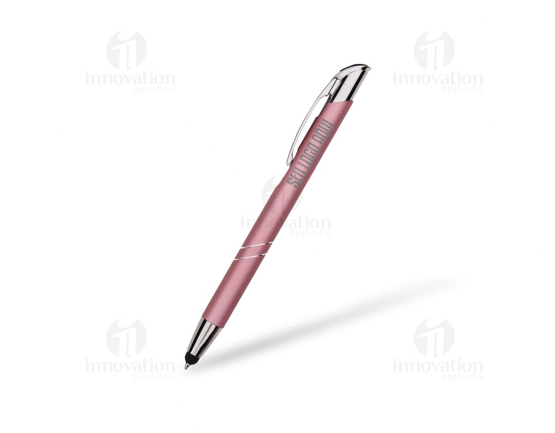 Caneta de metal preta e prata para escrita, com indicador de luz e design elegante. Ideal para uso em escritório, escola, negócios ou artes.