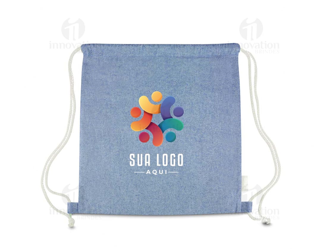 SacolaMochila em algodão mescla reciclad